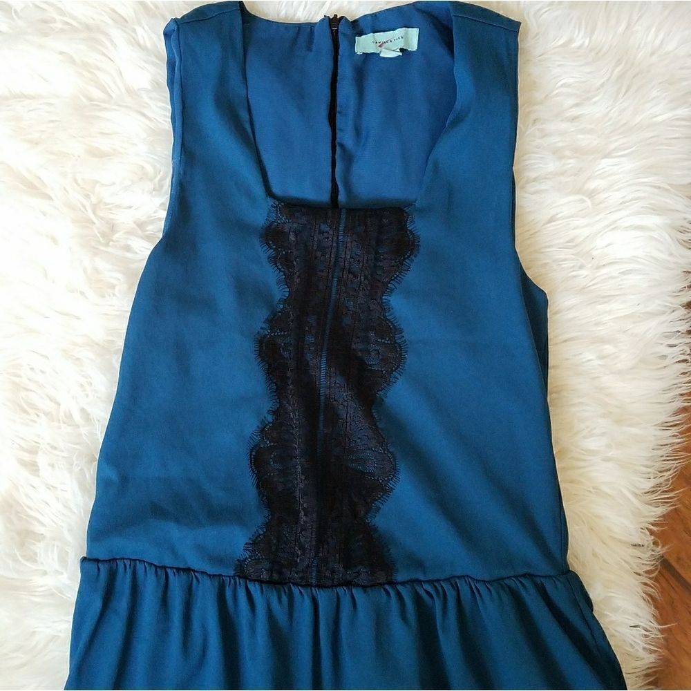 CAMILLA TREE Blue Black Lace Sleeveless Dress
